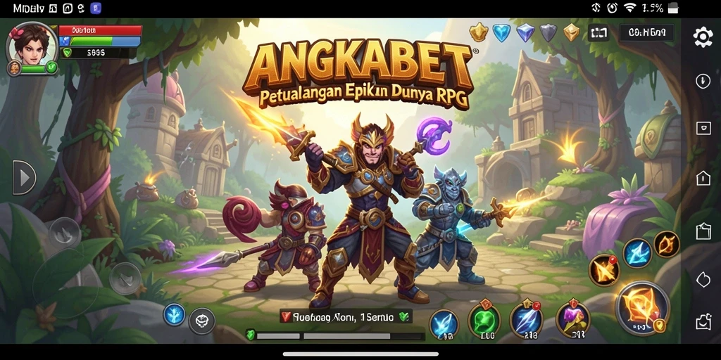 Tampilan epik gameplay RPG di ANGKABET dengan karakter dan monster.