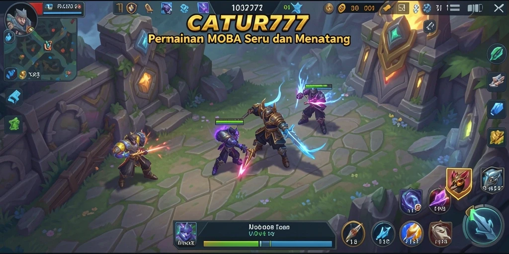 Tampilan gameplay seru dari CATUR777 dengan aksi MOBA yang mendebarkan.