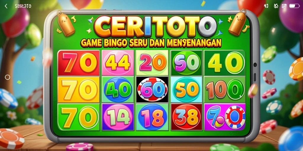 Screenshot CERITOTO menampilkan gameplay Bingo yang seru dengan grafis berwarna-warni.