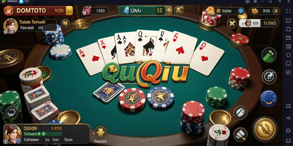 Tampilan gameplay seru dalam permainan QiuQiu DOMTOTO.