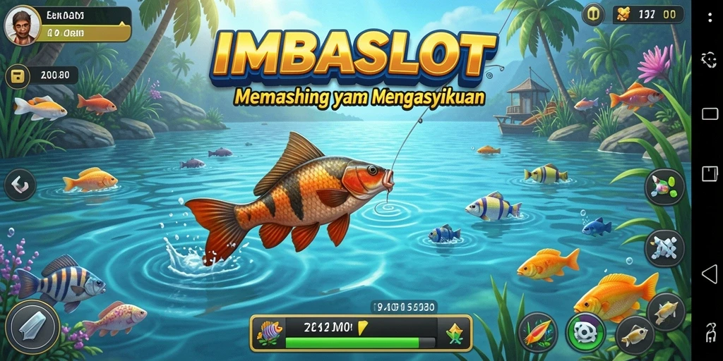Tampilan gameplay <strong>IMBASLOT</strong> yang menampilkan aksi memancing yang seru.