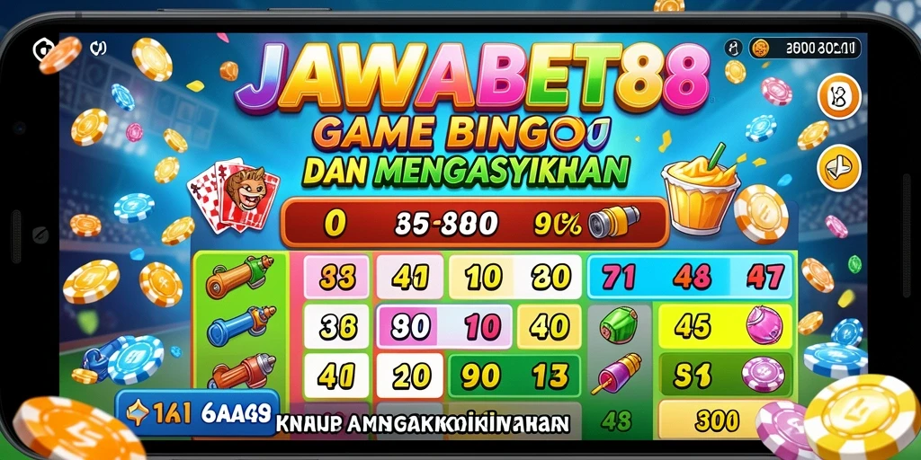Tampilan menarik gameplay Bingo JAWABET88 dengan kartu dan angka.
