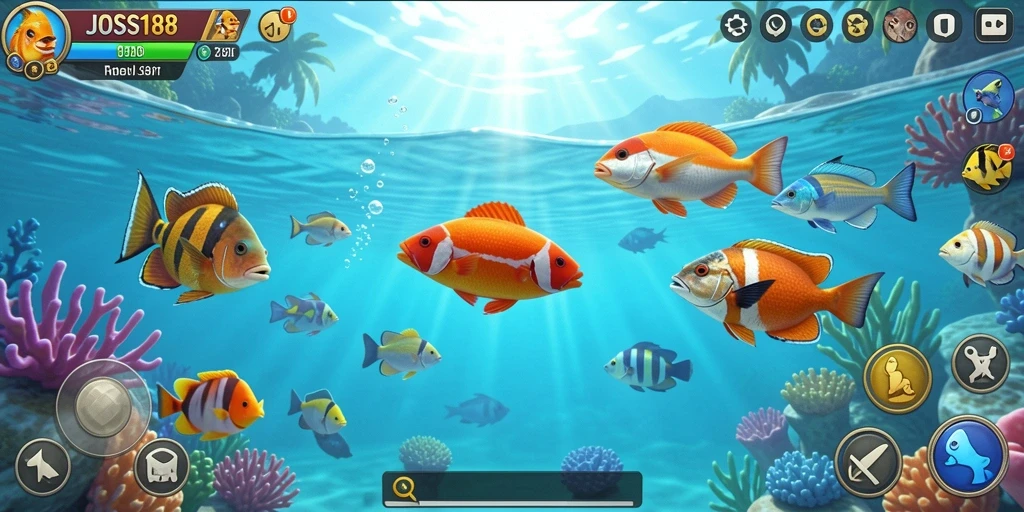 Screenshot utama JOSS188 menampilkan aksi menembak ikan yang seru.