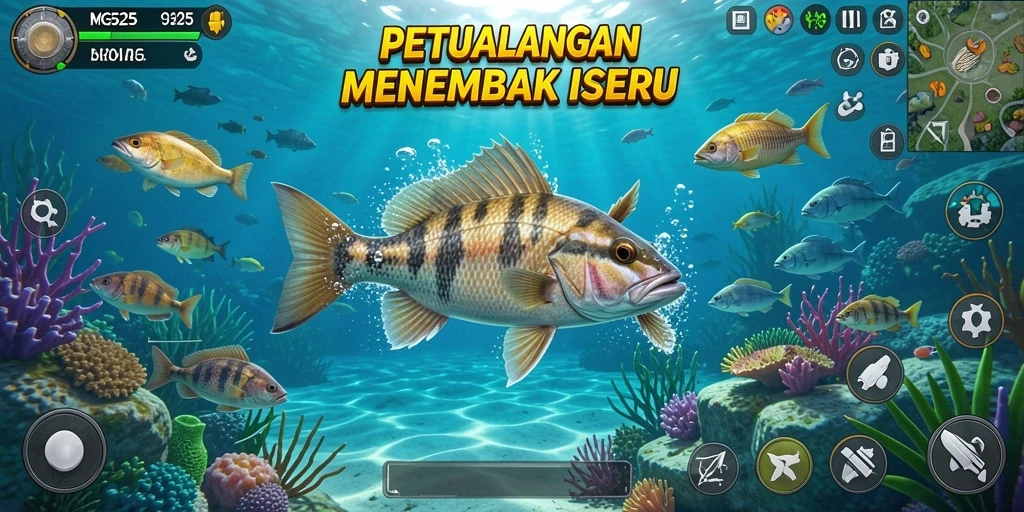 Tampilan gameplay Tembak Ikan yang menarik dan penuh warna.