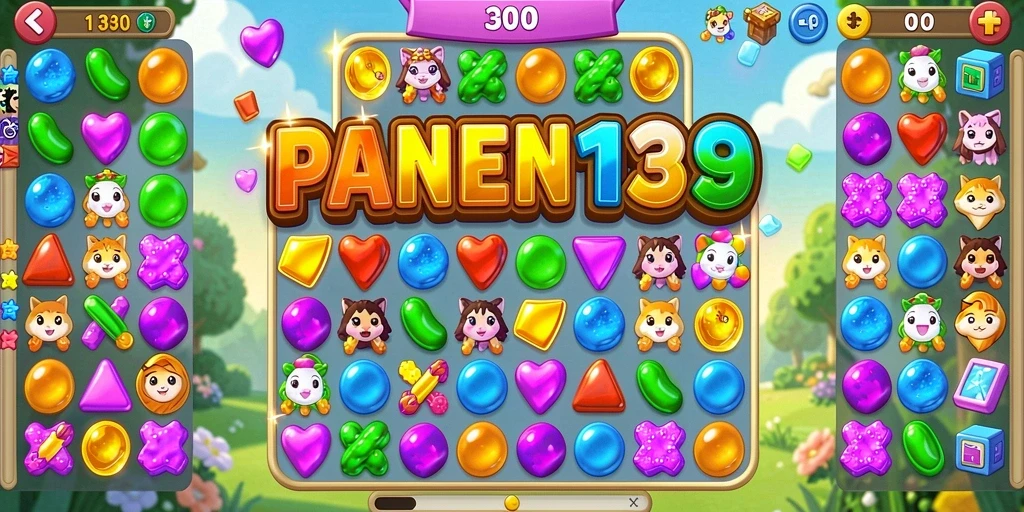 Screenshot PANEN138 menampilkan gameplay Match-3 yang seru dan berwarna.