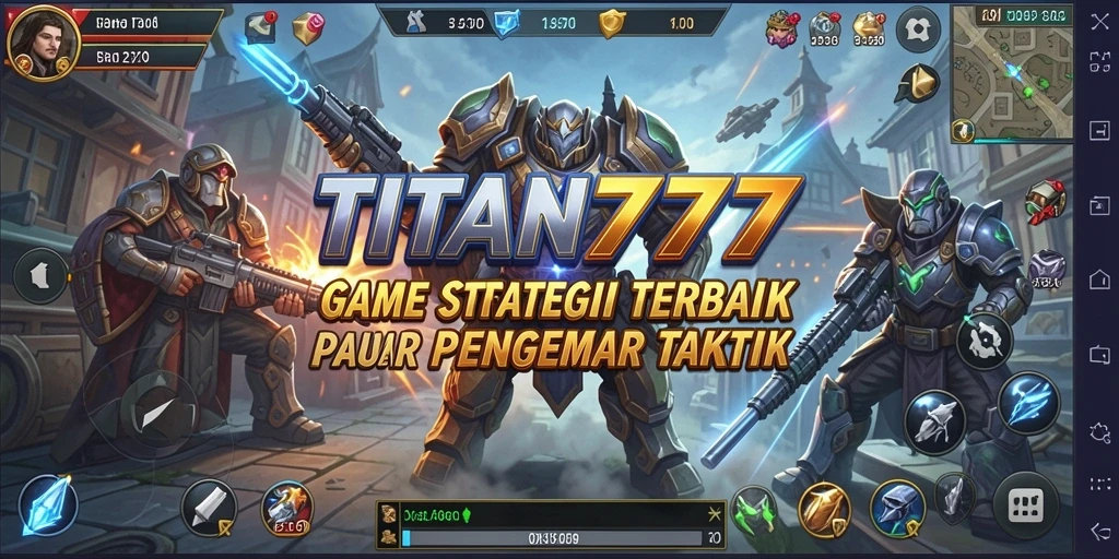 Tampilan gameplay menegangkan dalam pertempuran strategi TITAN777.