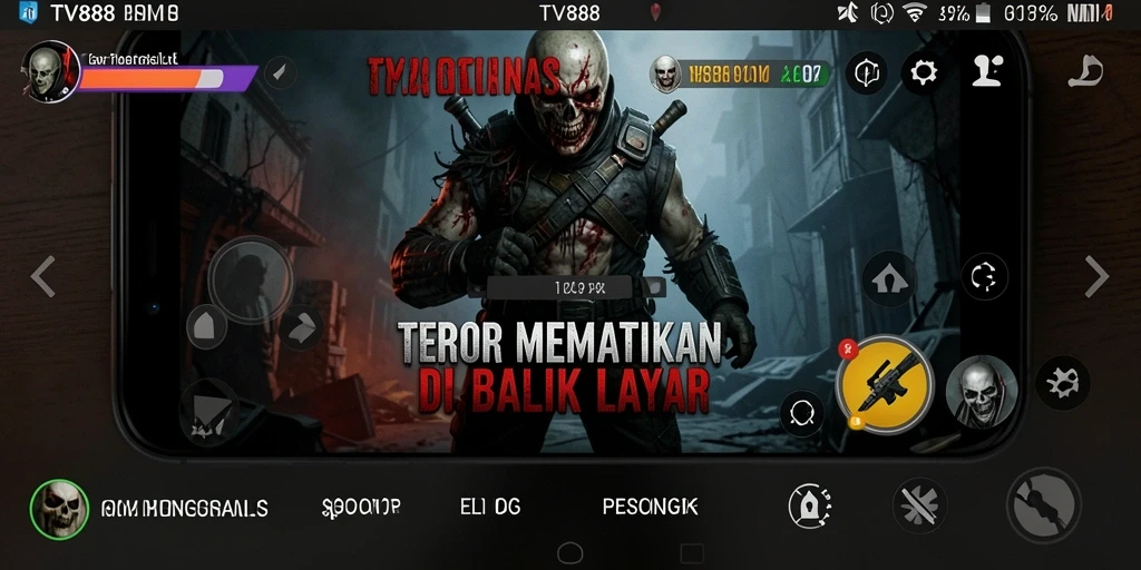 Tangkapan layar gameplay TV888 menunjukkan aksi mencekam dan suasana horor yang mendalam.