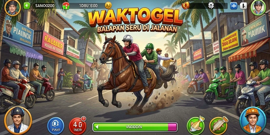 Screenshot WAKTOGEL menampilkan aksi balapan mendebarkan di lintasan.